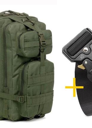 Тактичний комплект 2в1: військовий тактичний туристичний рюкзак 35 л олива + ремінь assaulter ammunation2 фото