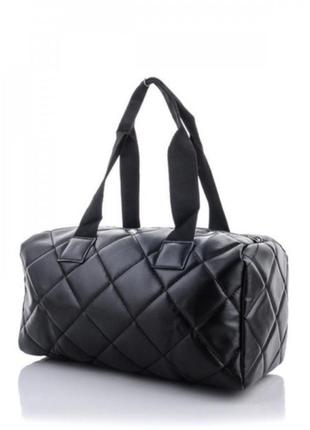 Женская стеганая сумка david polo. с ручками/ искусственная кожа/ черная.2 фото