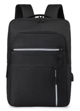 Чоловічий рюкзак щільний місткий повсякденний для ноутбука міський молодіжний чорний usb geerdun1 фото