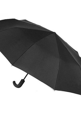 Мужской зонт zest 10 спиц ручка-крюк полуавтомат 43620 черный4 фото