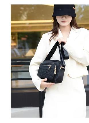 Женская нейлоновая сумка на плечо jingpin текстильная кросс-боди тканевая черная повседневная3 фото