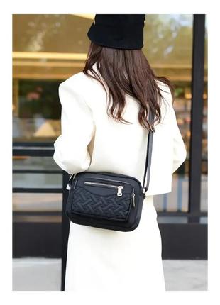 Женская нейлоновая сумка на плечо jingpin текстильная кросс-боди тканевая черная повседневная4 фото