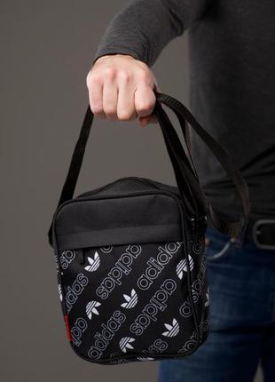 Мужская сумка мессенджер adidas через плечо черная6 фото