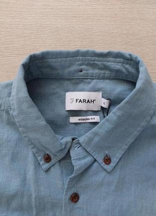 Новая синяя рубашка с коротким рукавом farah modern fit, размер l, можно на m5 фото