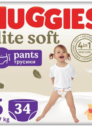 Подгузники huggies elite soft 5 (12-17кг) mega 34 шт (5029053549354)