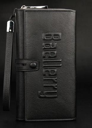 Мужское кожаное портмоне baellerry кошелек черный1 фото