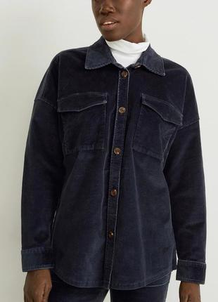Брендовая вельветовая куртка-рубашка с карманами c&a батал этикетка1 фото