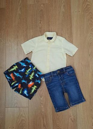 Летний набор для мальчика/джинсовые шорты для мальчика/шорты/рубашка с коротким рукавом для мальчика1 фото