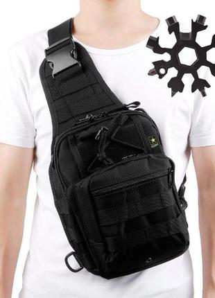 Рюкзак сумка тактическая b14 oxford 600d черный + подарок ammunation4 фото