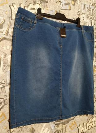 Новая комфортная стретчевая джинсовая миди юбка от simply be.2 фото