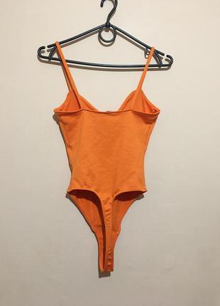 Оранжевый боди в рубчик bershka body - s10 фото