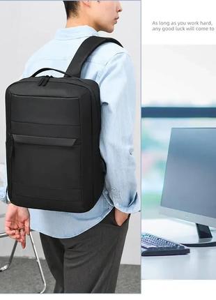 Чоловічий рюкзак щільний міський молодіжний для ноутбука стильний повсякденний чорний geerdun3 фото
