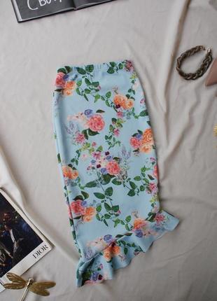Брендовая юбка-миди цветочный принт от plt4 фото
