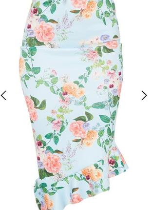 Брендовая юбка-миди цветочный принт от plt3 фото