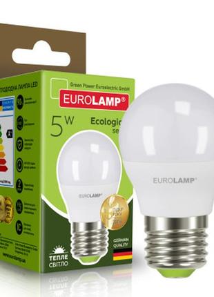 Лампочка eurolamp led g45 5w e27 3000k 220v (led-g45-05273(p))1 фото