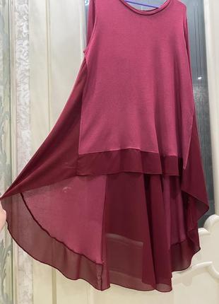 Туника с асимметричной длиной и длинным рукавом