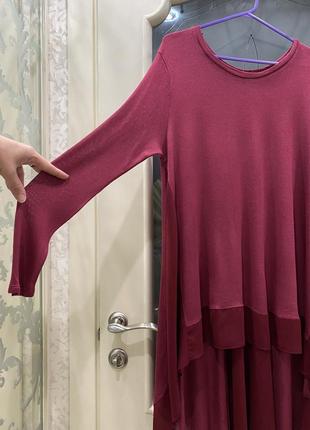 Туника с асимметричной длиной и длинным рукавом