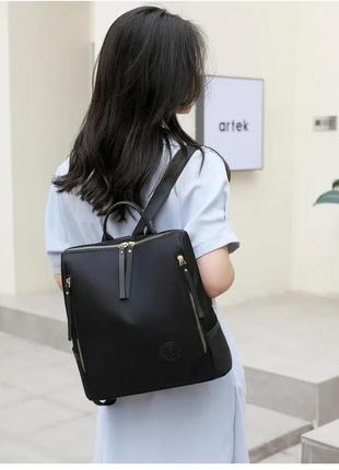 Жіночий рюкзак міський щільний norden повсякденний нейлоновий для дівчата чорний текстильний непромокальний3 фото