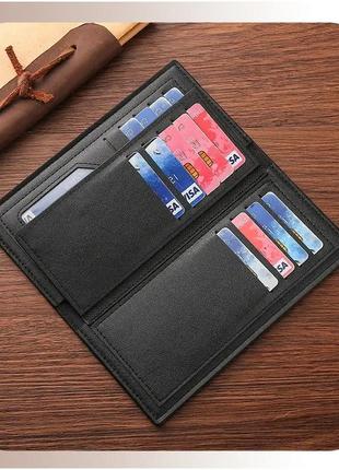 Шкіряний чоловічий гаманець jiangbao портмоне чорне2 фото