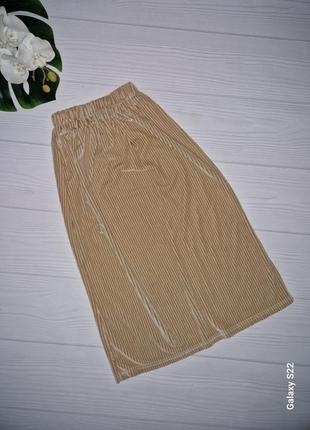 Бежева вельветова спідничка міді на 8-9 років зріст 130 см