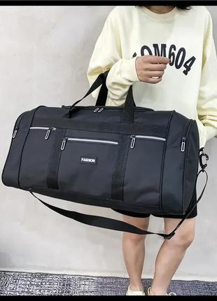 Дорожная сумка fashion туристическая мужская женская спортивная 44 литра черная3 фото