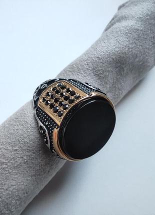 12 розмір 22 мм 
кільце перстень печатка нове чорний камінь нержавіюча сталь2 фото