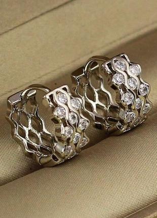 Сережки кільця xuping jewelry зума 1.4 см сріблясті