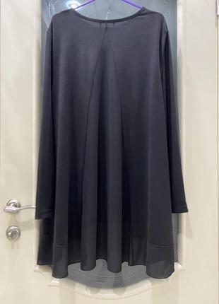 Асиметрична блуза-туніка а-силует комбіновані тканини8 фото