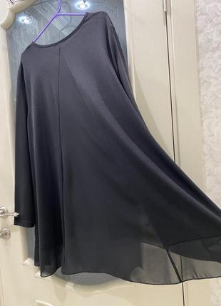 Асиметрична блуза-туніка а-силует комбіновані тканини7 фото