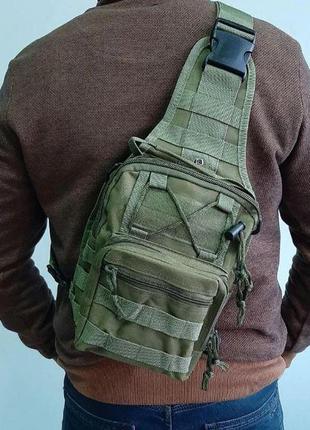 Тактическая сумка на плечо 6л oxford 600d green + подарок ремень 140 см ammunation9 фото