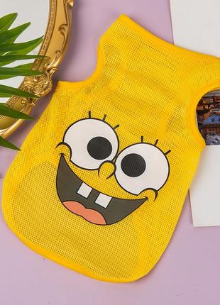 Сетчастая майка для котов и кошек pet style "спанч боб" желтая m