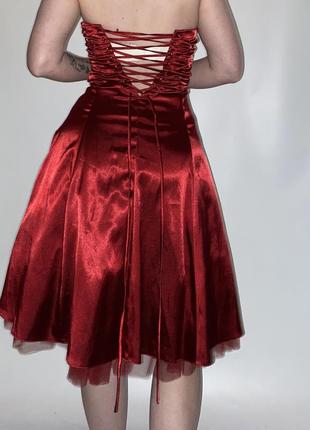 Платье / платье атласное красное в стиле femme fatale фам фаталь / вампир4 фото