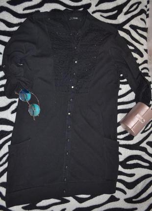 Платье-халат george чёрный трикотажный  с  пуговицами-стразами4 фото