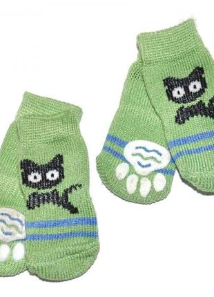 Носки для собак multibrand "котик" зеленый