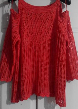 Ажурний пуловер; papaya; l/xl