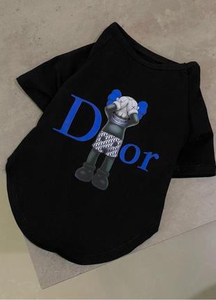 Брендовая футболка для собак dior bearbrick черная