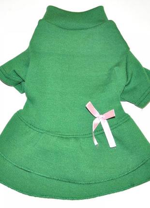 Плаття для собак multibrand "рожевий бантик" зелений1 фото