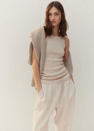 Базова 100% котон однотонна майка в рубчик h&amp;m 0882925001