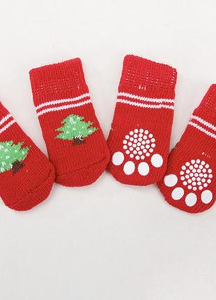 Шкарпетки для котів pet style "ялинка" червоні 4