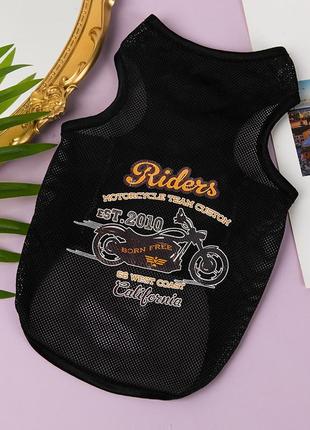Сетчастая майка для котов и кошек pet style "байкер" черная m