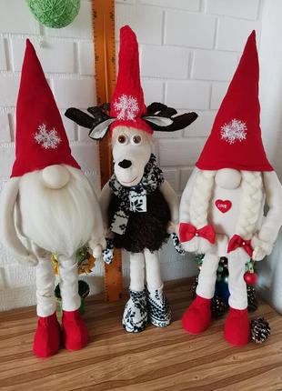 Новогодняя пара гномов красит вашу елку ( рост 70 см)
