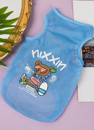 Сетчатая майка для котов и кошек pet style "голубой медведь" голубая m
