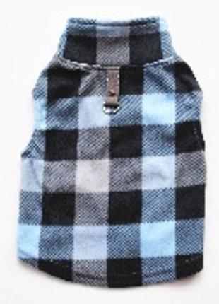 Жилетка для собак с кольцом pet style "клетка" голубая 2 m