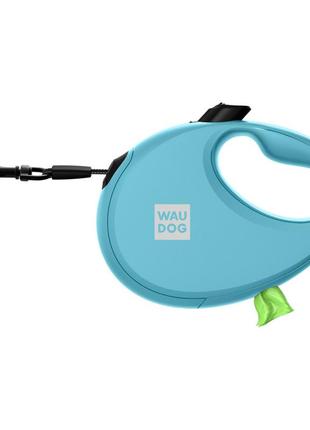 Повідець-рулетка для собак waudog r-leash з контейнером для пакетів, світловідбивна стрічка, l, до 40 кг, 5 м,4 фото