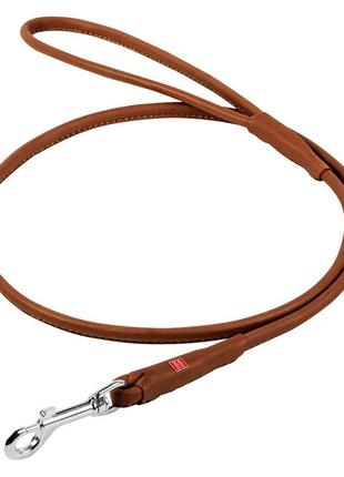Повідець для собак шкіряний waudog soft, круглий, д 13 мм, дов 183см коричневий