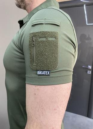 Поло тактическое bikatex, цвет олива, размер m, с липучками для шевронов на рукавах, футболка тактическая5 фото