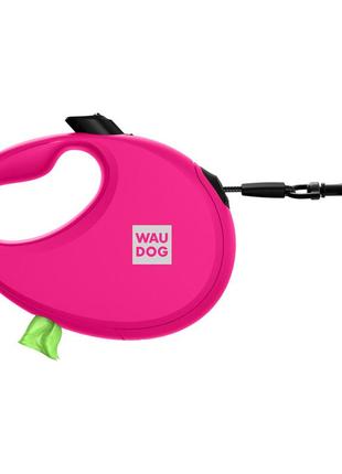 Повідець-рулетка для собак waudog r-leash з контейнером для пакетів, світловідбивна стрічка, m, до 20 кг, 5 м,2 фото