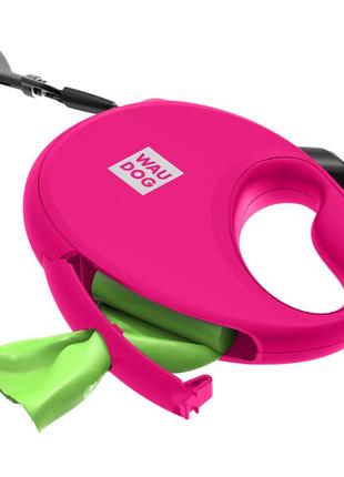 Повідець-рулетка для собак waudog r-leash з контейнером для пакетів, світловідбивна стрічка, m, до 20 кг, 5 м,7 фото