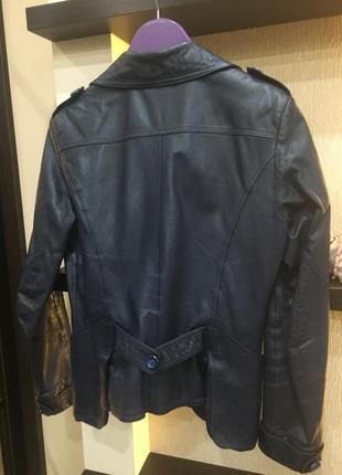 Синяя кожаная курточка s размера2 фото