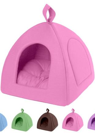 Піраміда для тварин теремок, хxs, ш 35 см, д 35 см, в 35 см рожевий